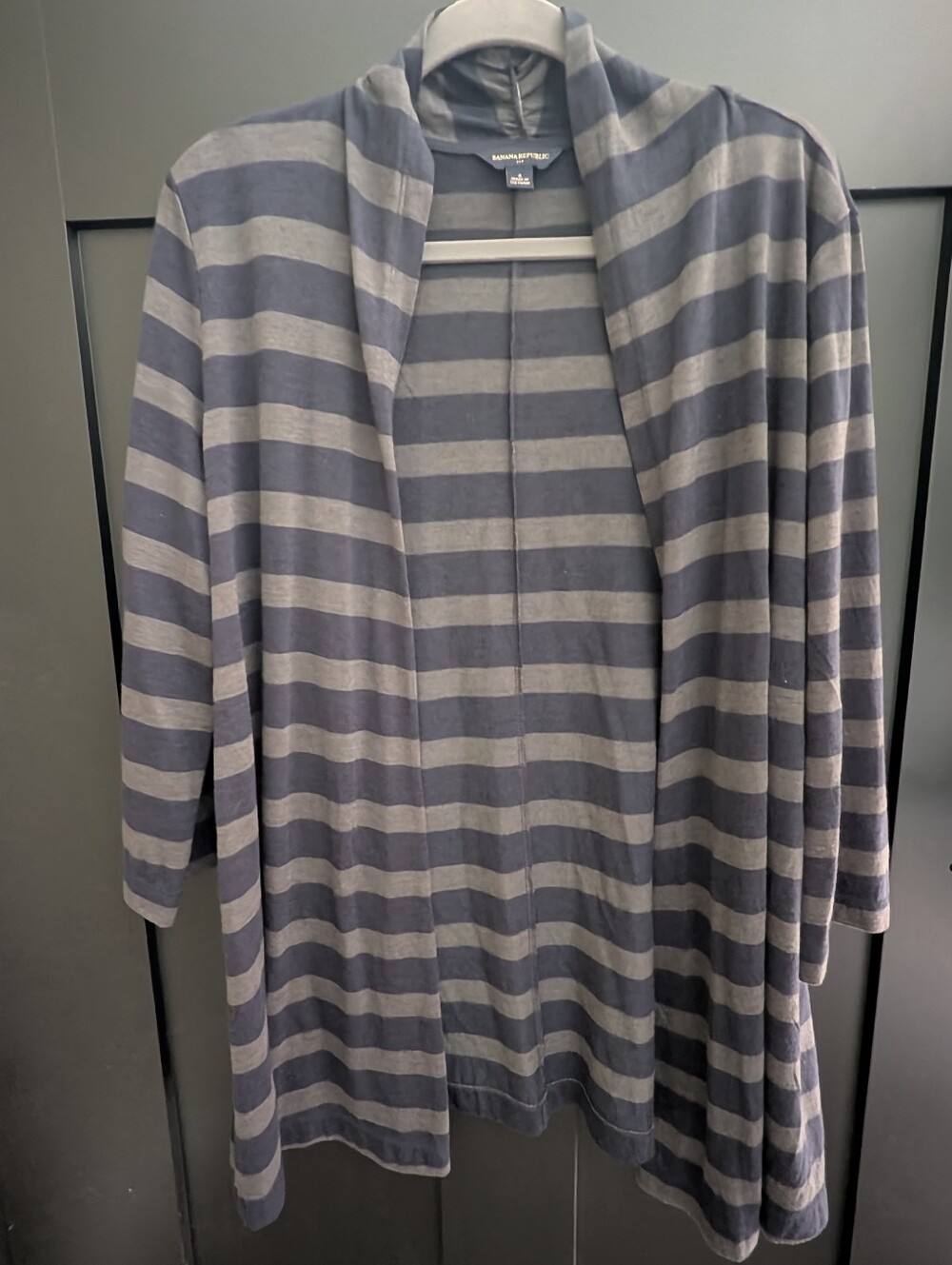 Banana Republic Open Front Soft Knit Classic Navy & Gray Cardigan Women's Small